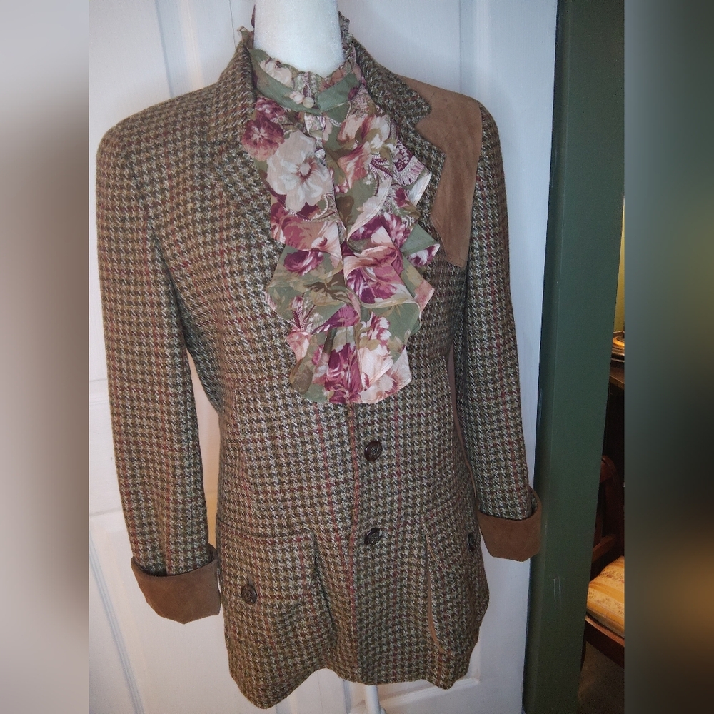 Lauren Ralph Lauren Floral Paisley Ruffles Sheer Blouse Sz M